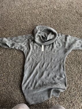 Gray Cowl Neck Knit Sweater